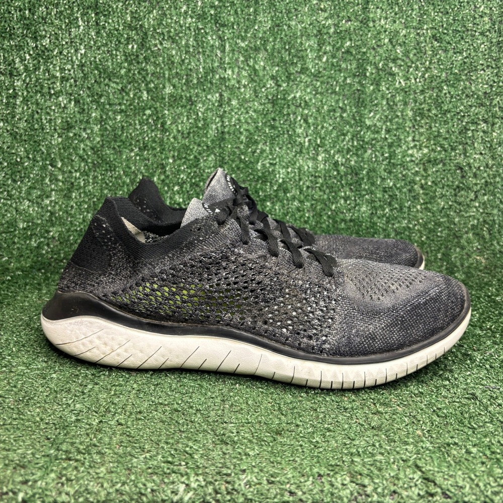Nike Free RN Flyknit 2018 Running Breathable Athletic Sneakers Black Mens Sz 12